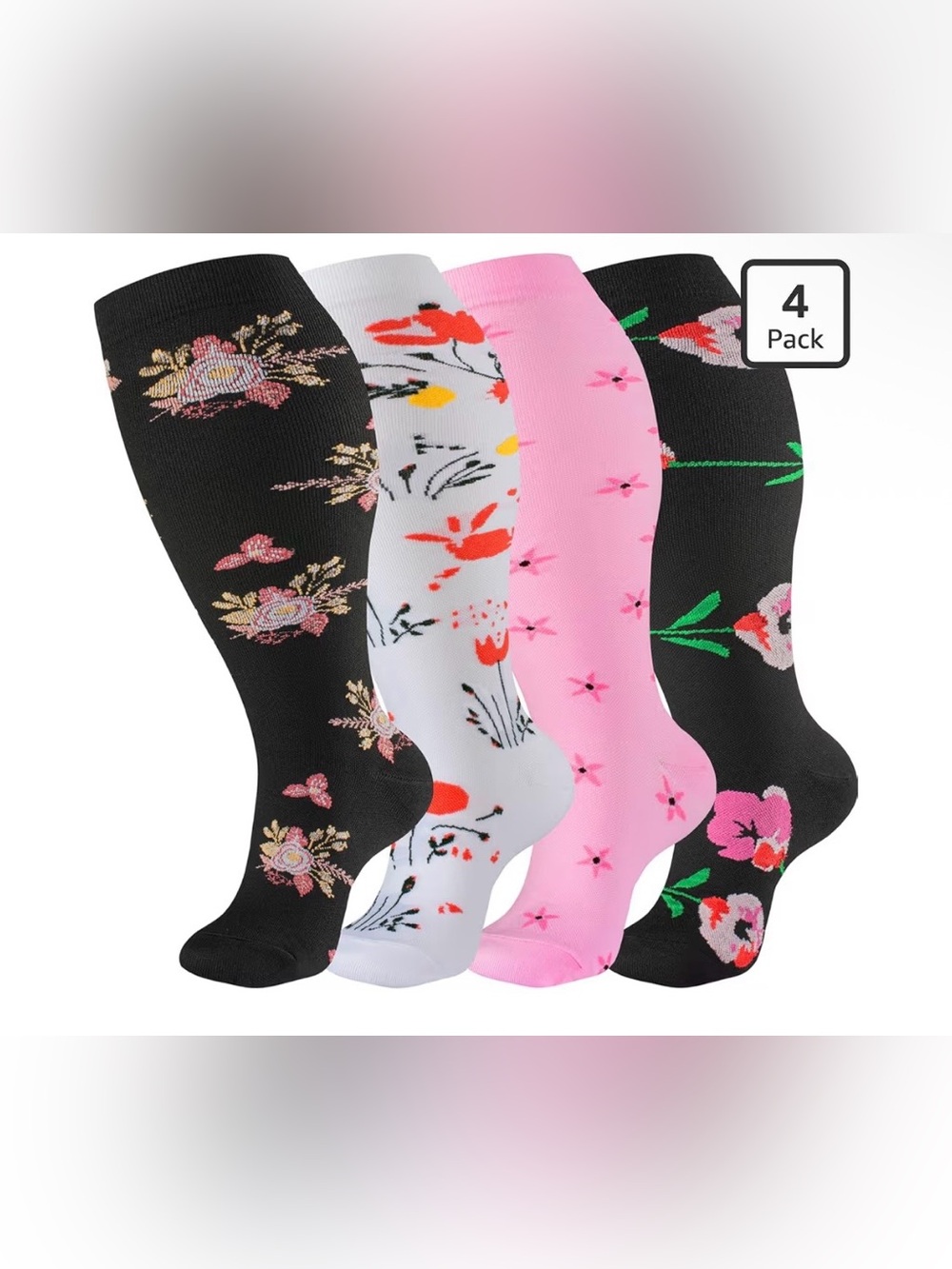 4 Pairs Plus Size Compression Socks for Women & Men Size 3XL